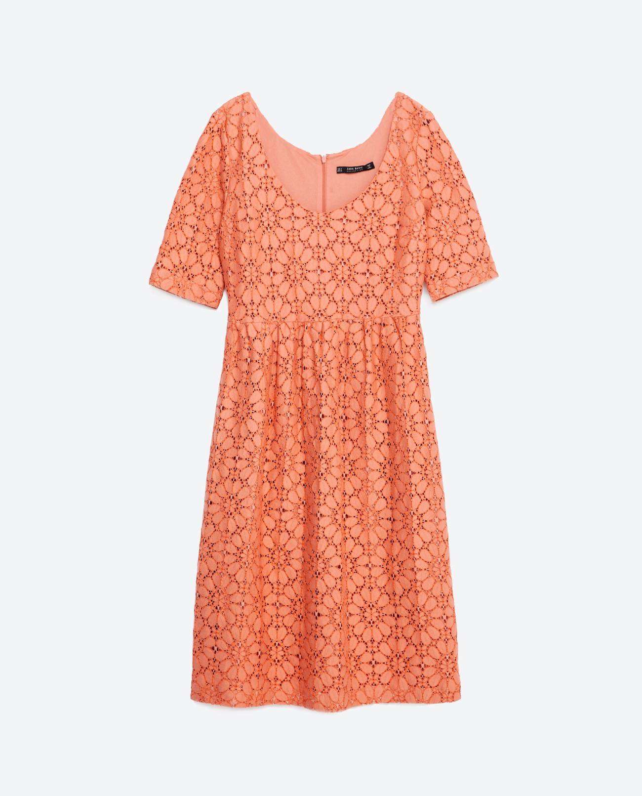 vestidos de Zara para el verano 2016 salmon encaje